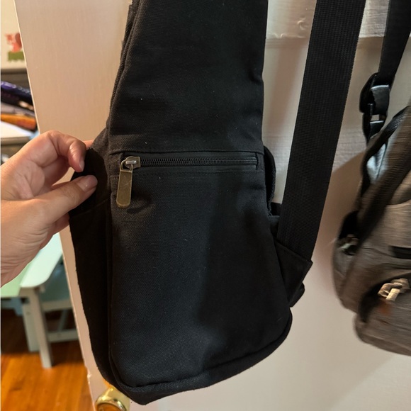 Black only left crossbody canvas bags. - Picture 2 of 5